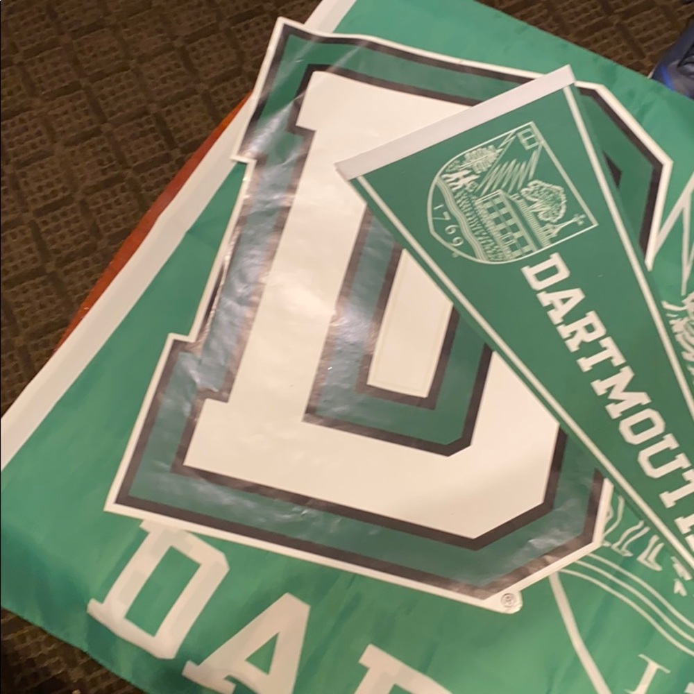 DARTMOUTH FLAG grommets, PENNANT, BIG D STICKER.